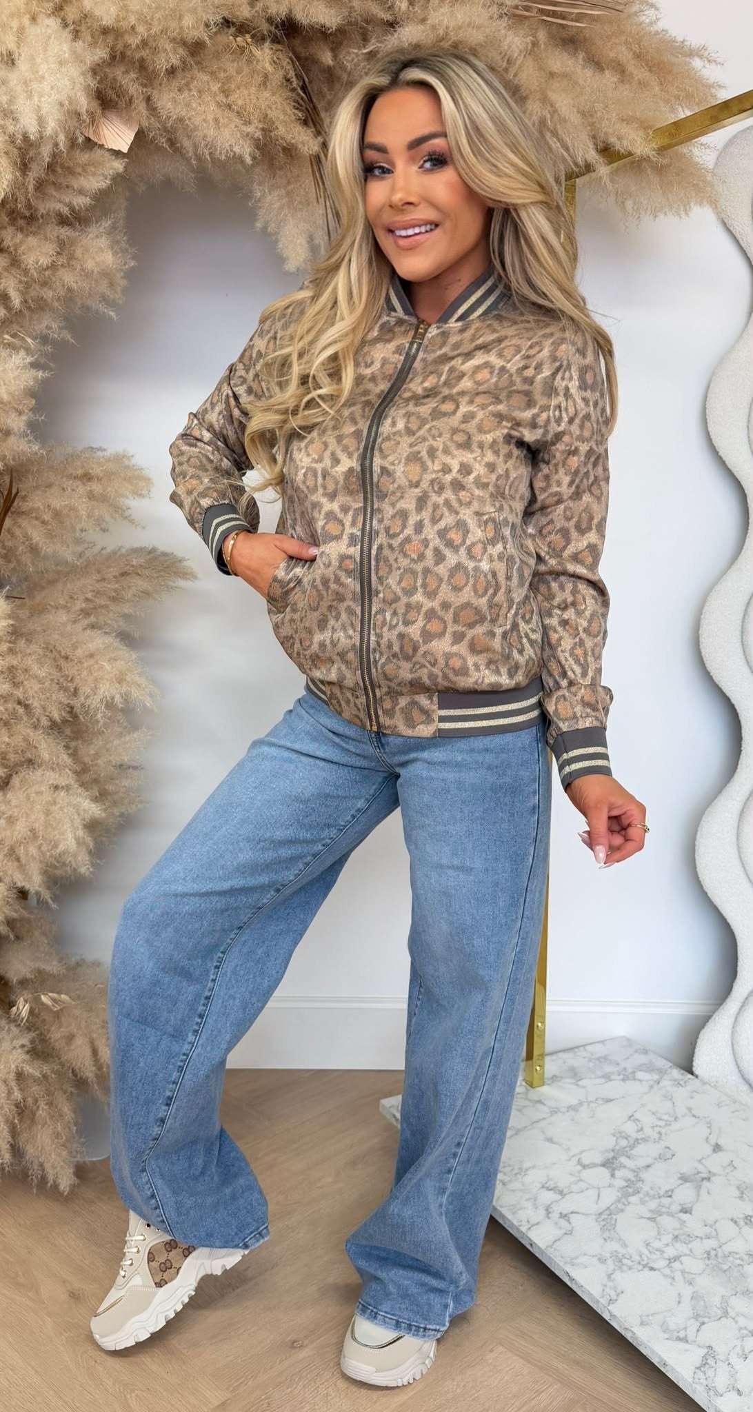 SHINE LEOPARD VESTJE 19837-4 BEIGE/GOLD