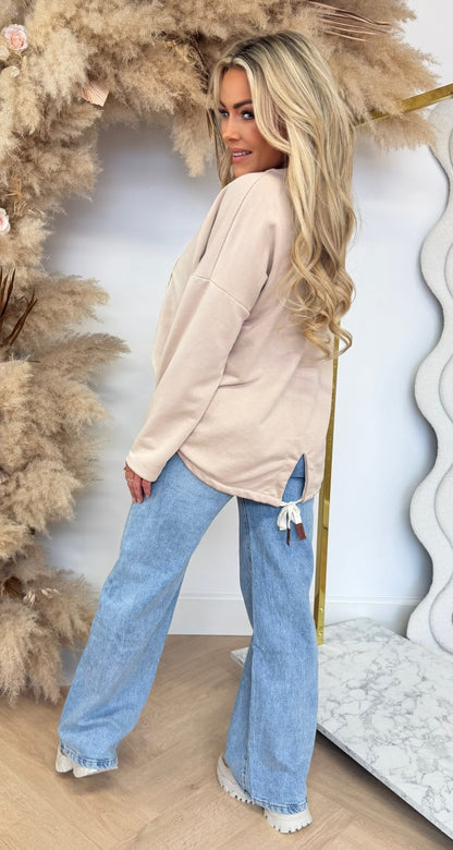 TIARA HEART FLOWER SWEAT BEIGE