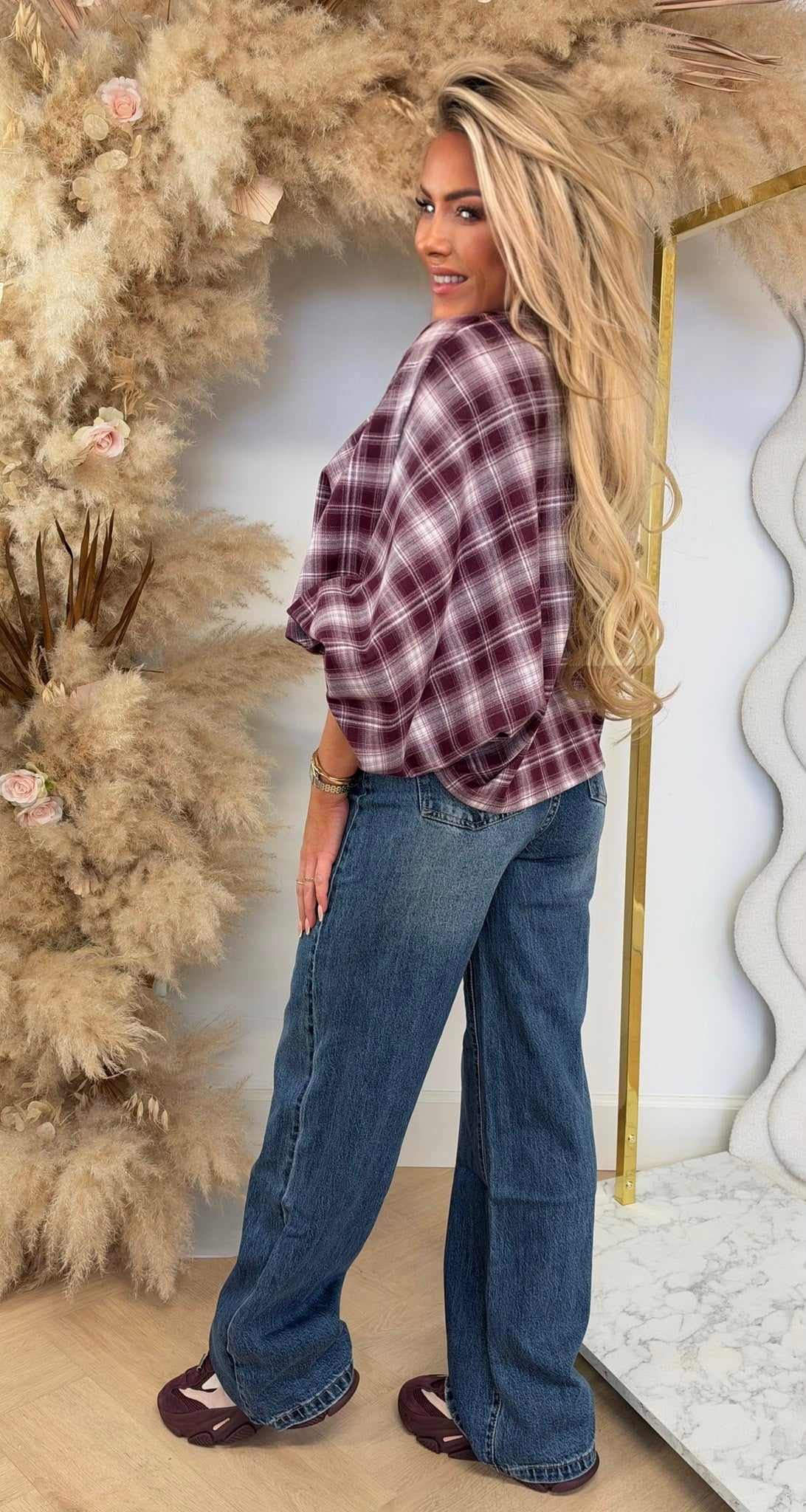 PUFFED MOUW RUITJES BLOUSE WINERED