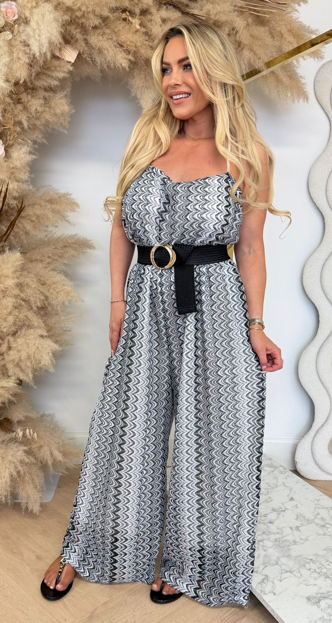 TESS PRINT JUMPSUIT BLACK