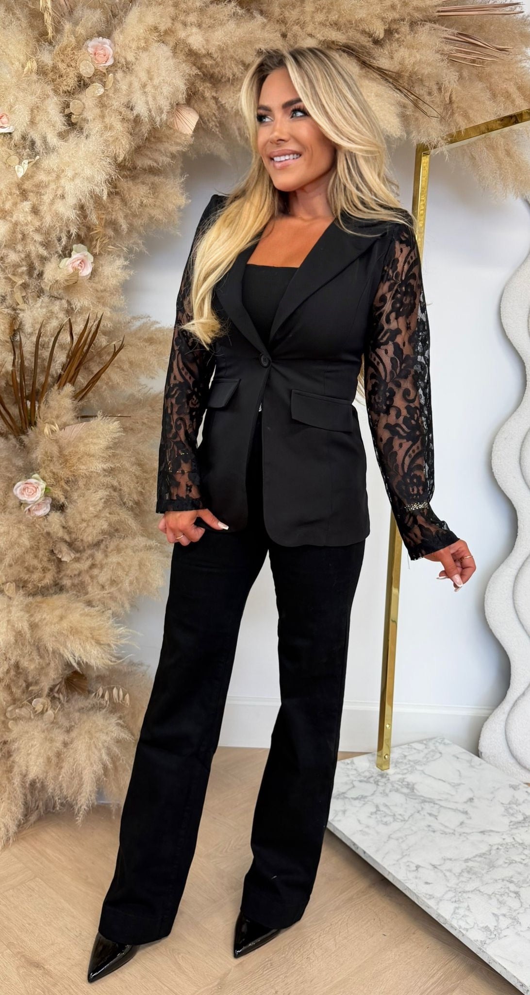 LACE SLEEVE BLAZER 5194 BLACK