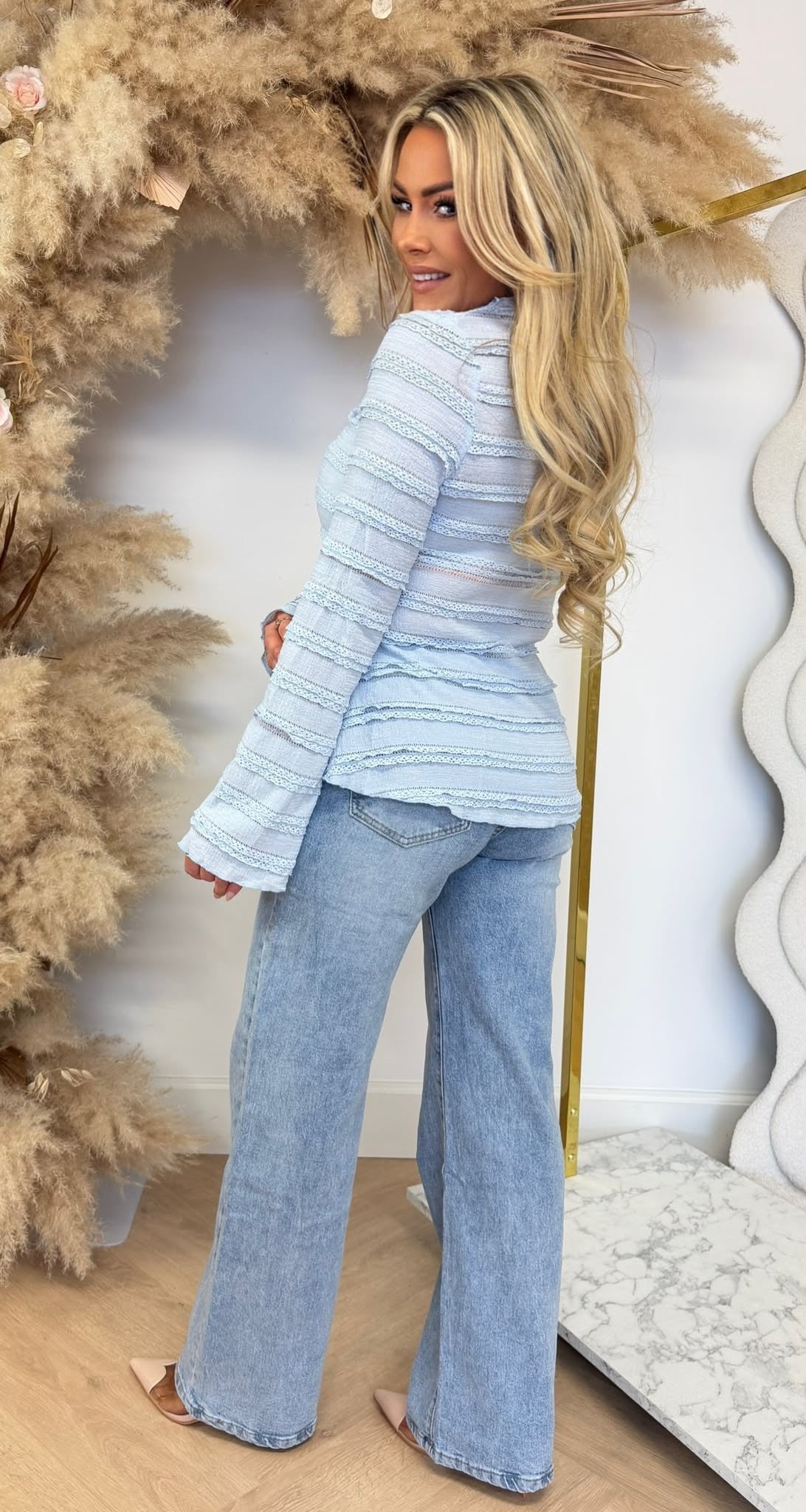 RUFFLY LONGSLEEVE TOP 16153 BLUE