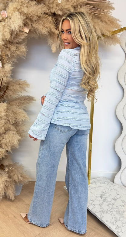 RUFFLY LONGSLEEVE TOP 16153 BLUE