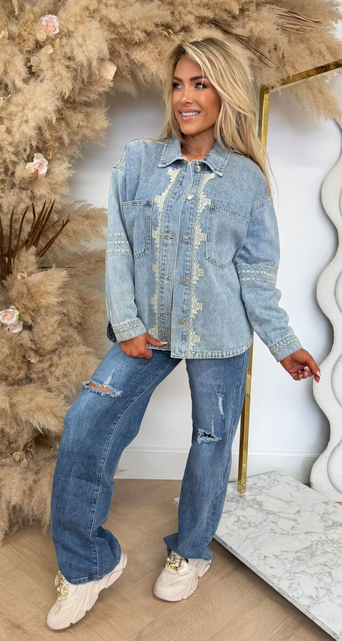 BOHEMAIN DENIM BLOUSE 708 LIGHTBLUE