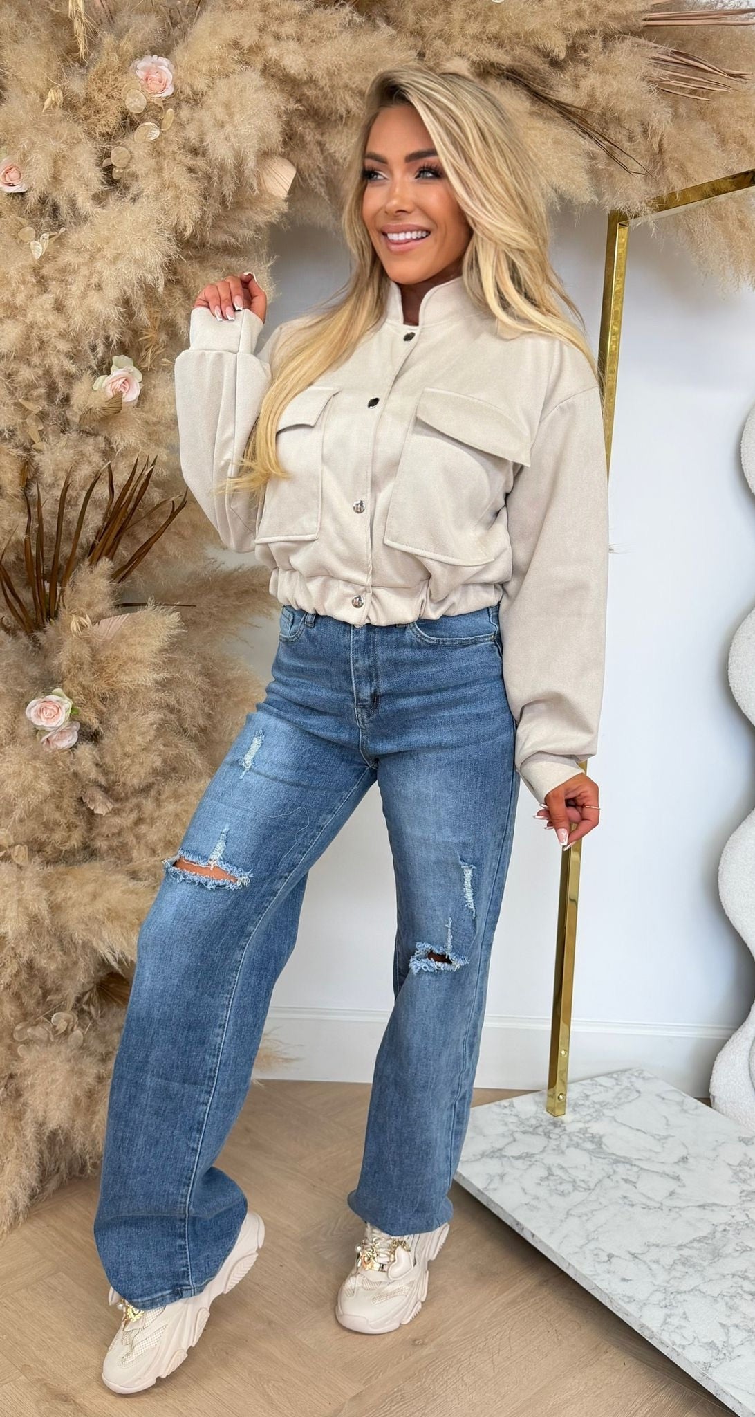 MEGAN SUEDE LOOK BOMBERJACK BEIGE