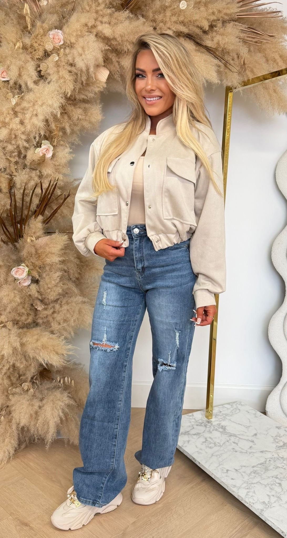 MEGAN SUEDE LOOK BOMBERJACK BEIGE