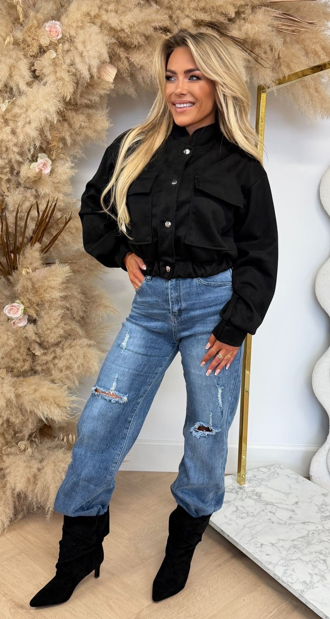 MEGAN SUEDE LOOK BOMBERJACK BLACK