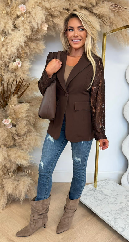 LACE SLEEVE BLAZER 5194 CHOCO