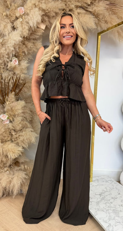 CARMEN SLEEVELESS STRIKJES SET CHOCO