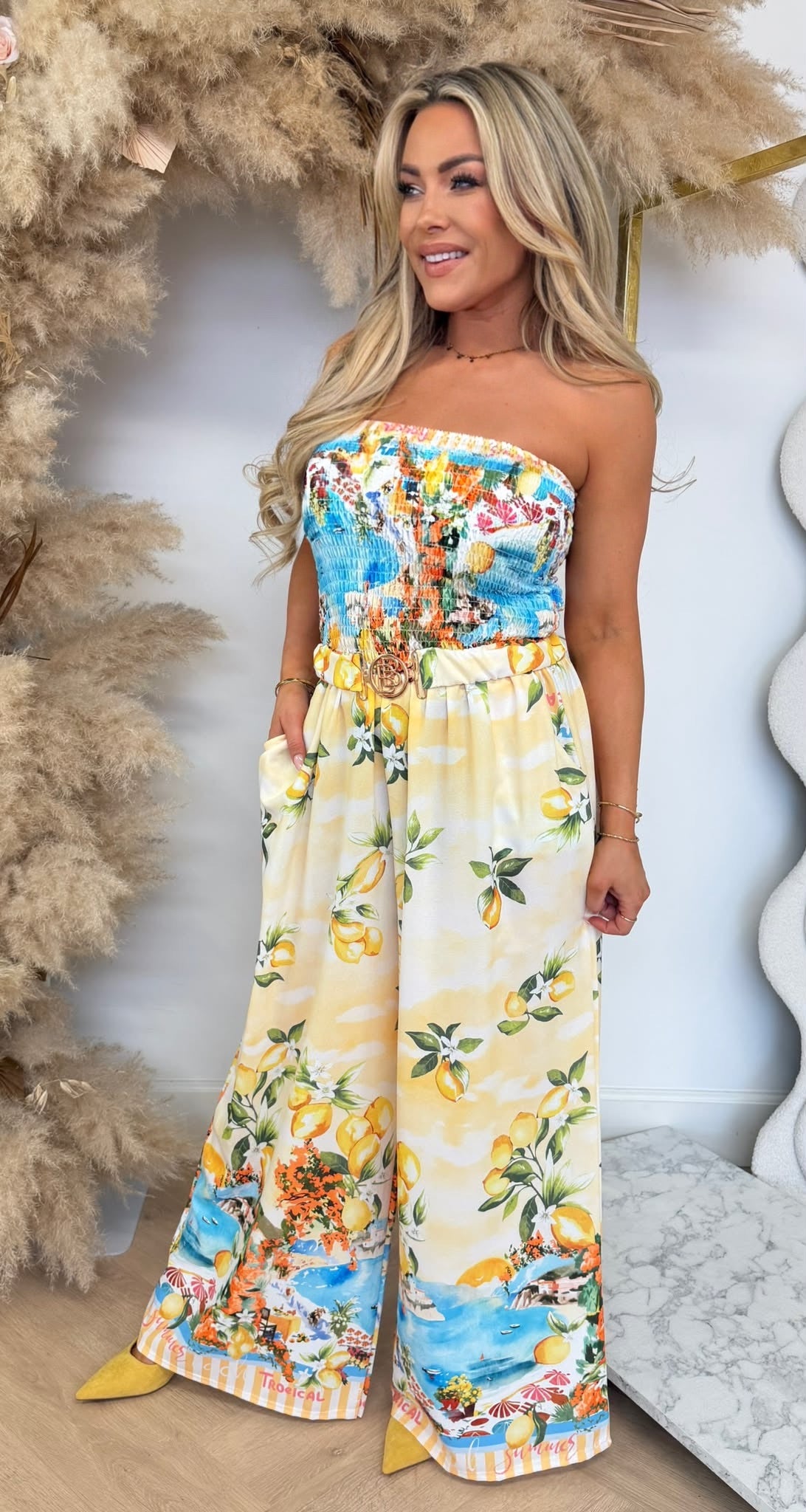 VACATION VIBES JUMPSUIT LEMON/YELLOW