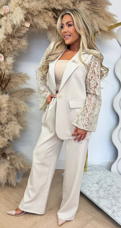 BROCHE LACY 2 PIECE SET BEIGE