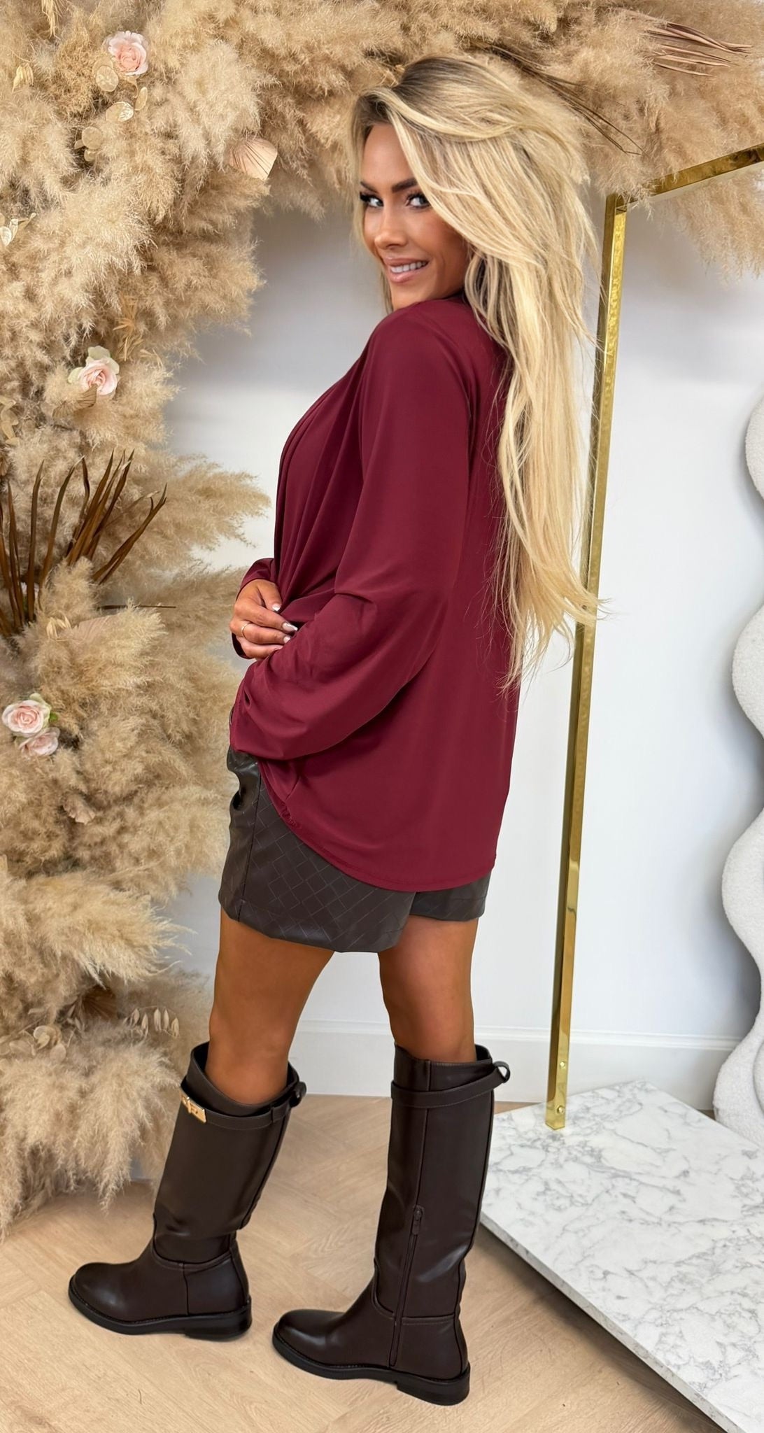 JAZZY WATERVAL TOP BORDEAUX