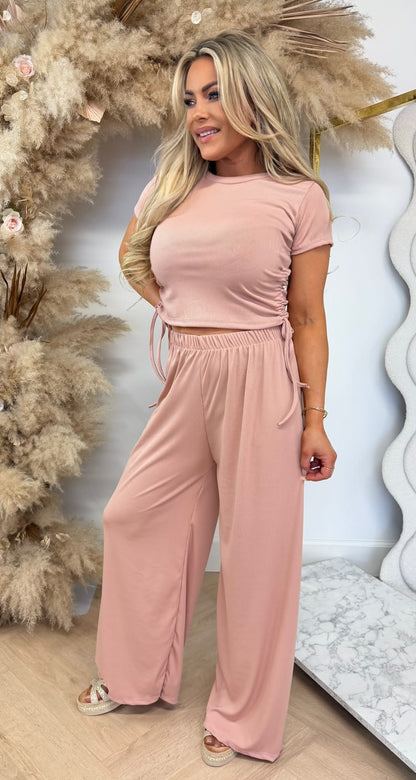 CROPPED RIBBED SET OLDPINK