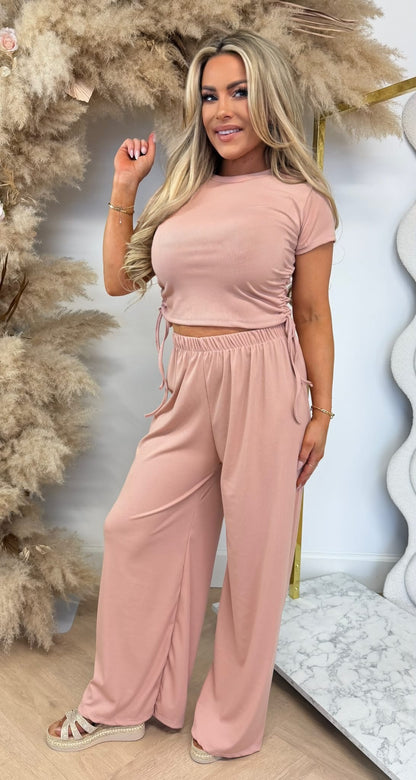 CROPPED RIBBED SET OLDPINK