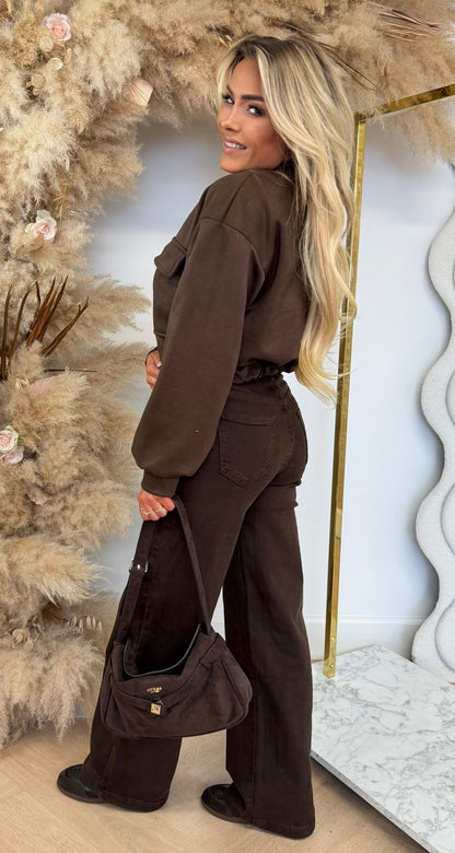 MEGAN SUEDE LOOK BOMBERJACK CHOCO