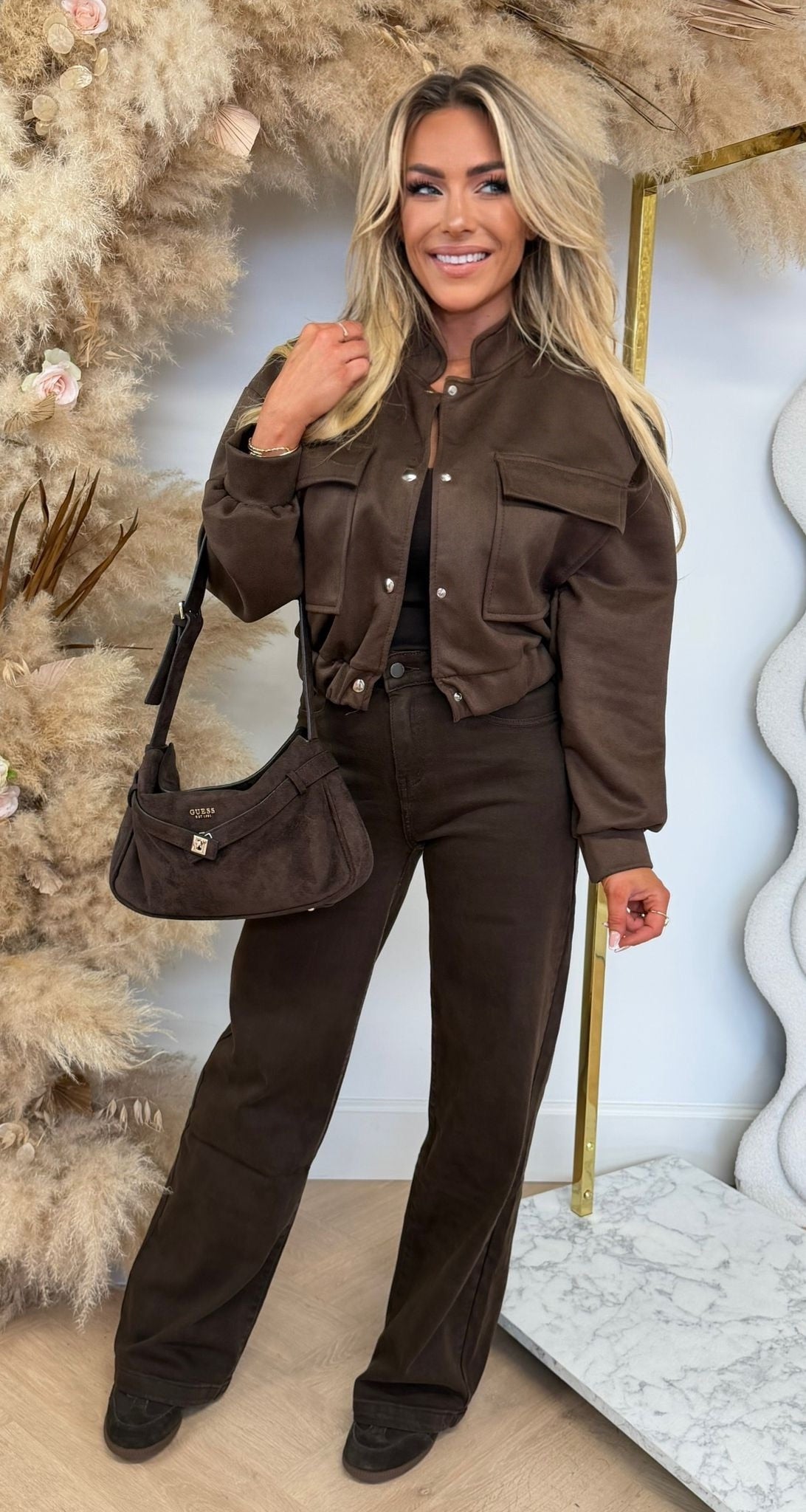 MEGAN SUEDE LOOK BOMBERJACK CHOCO
