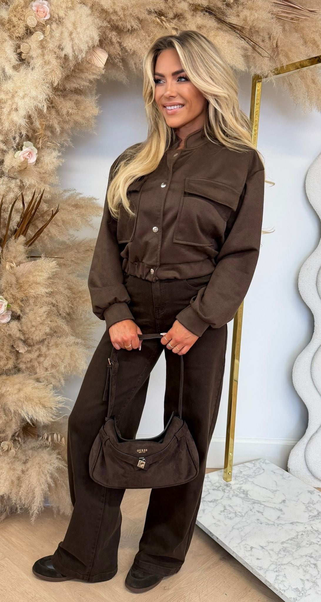 MEGAN SUEDE LOOK BOMBERJACK CHOCO