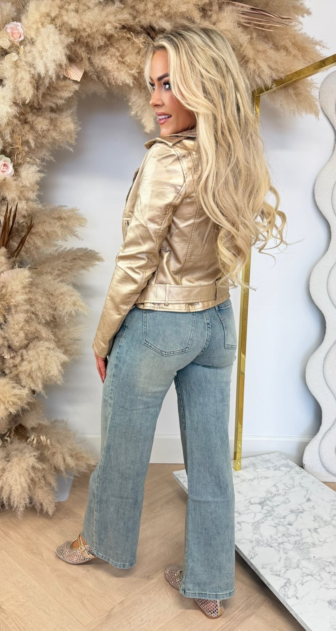 GOLDY GLAM LEATHER LOOK JACKET 20501 GOLD