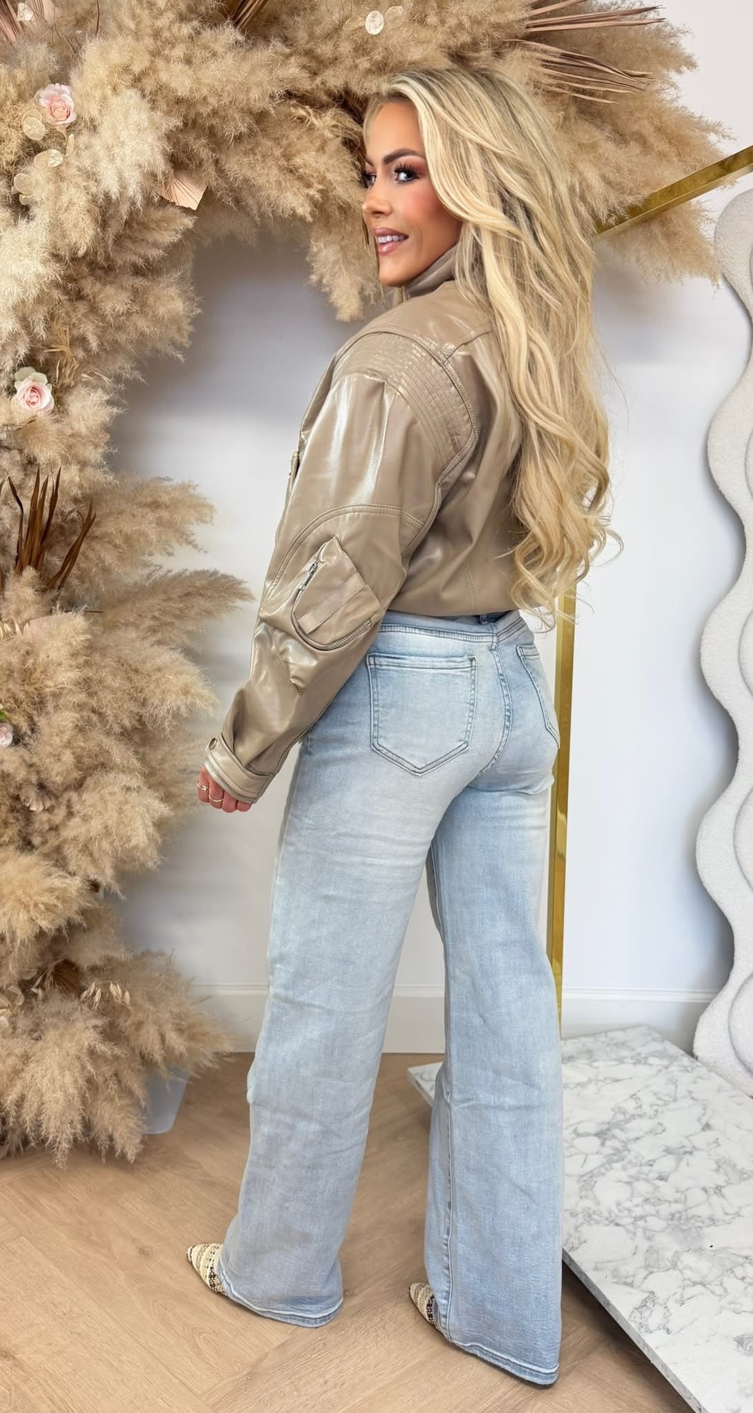 VEGAN LEATHER JACKET 6239 TAUPE