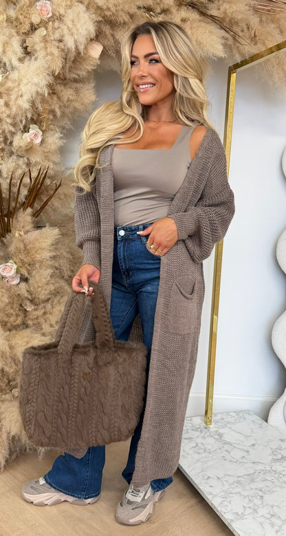 KNITTED LOUNGE VEST TAUPE