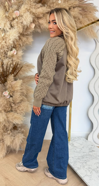 AMIKA KNITTED SLEEVE VEST TAUPE