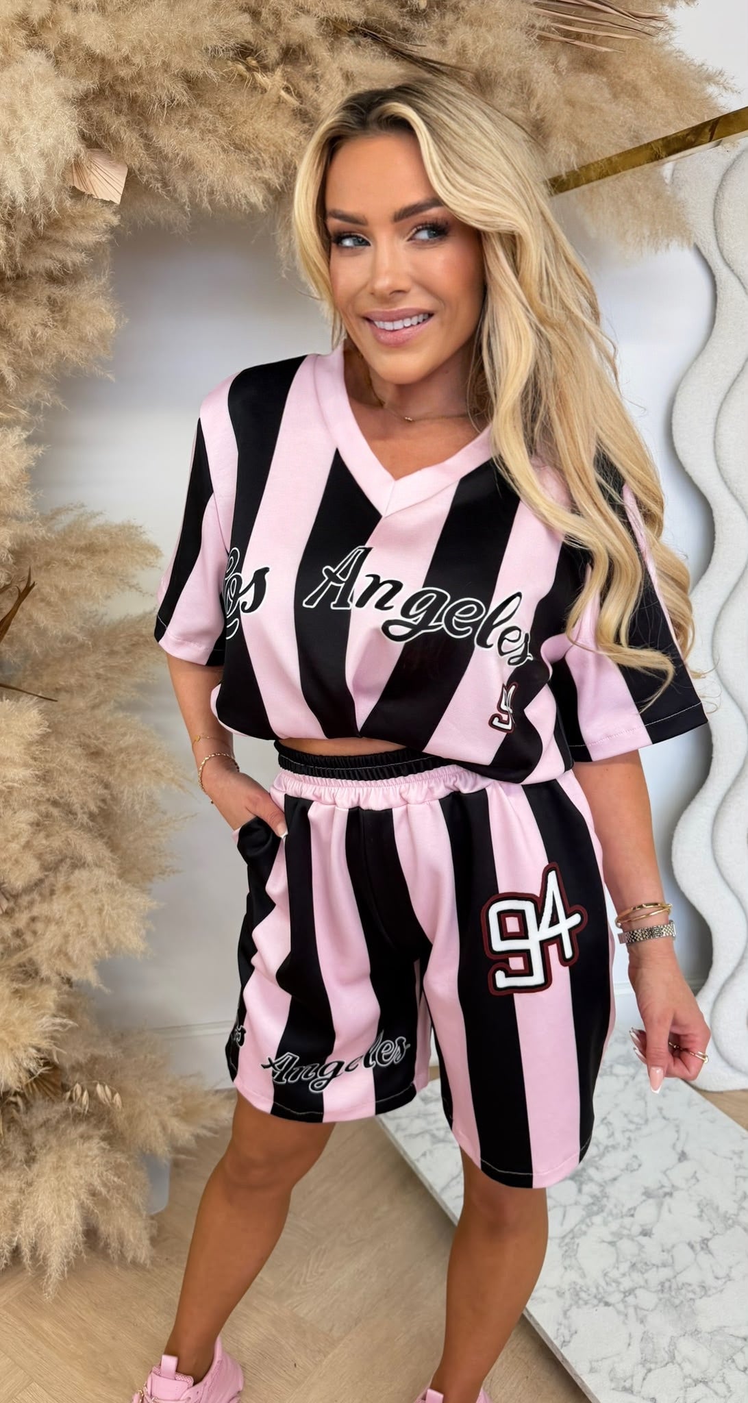 BIG STRIPE LA SET PINK