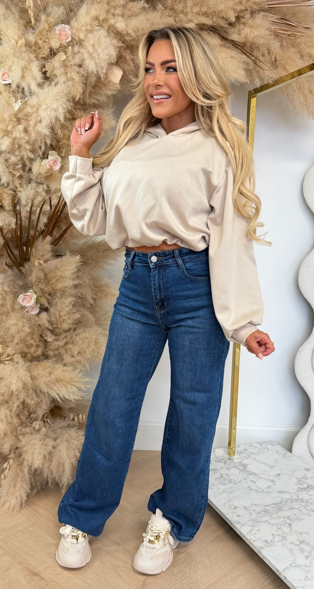 MIKA CROPPED HOODIE BEIGE