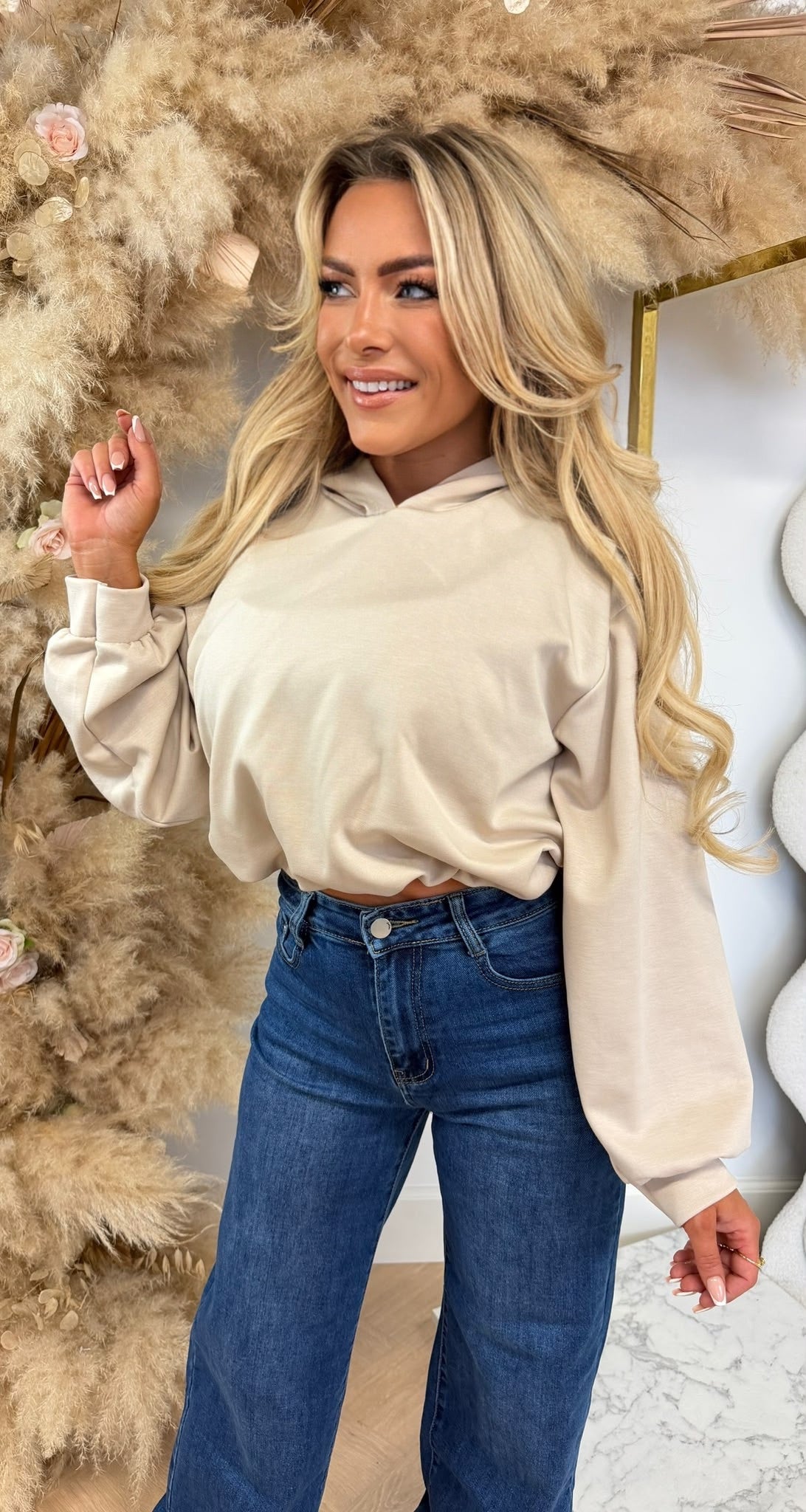 MIKA CROPPED HOODIE BEIGE
