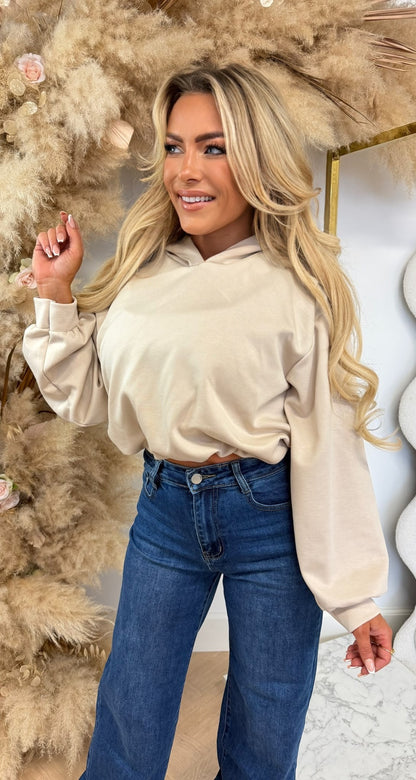 MIKA CROPPED HOODIE BEIGE