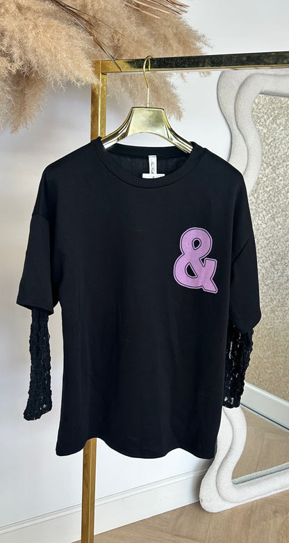 BKLYN &amp; NY LACE TEE BLACK