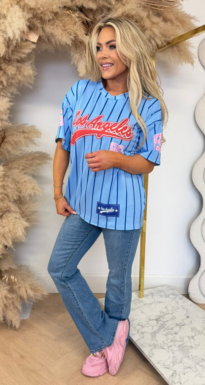 BREE LA 86 BASEBALL PRINT TEE BLUE