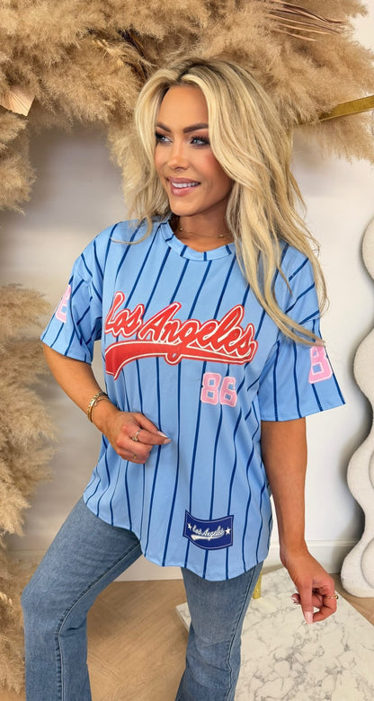 BREE LA 86 BASEBALL PRINT TEE BLUE