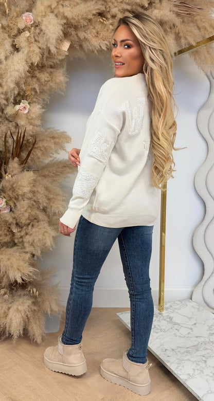 NEW YORK LACE BACKPRINT SWEAT 7825 LIGHT BEIGE