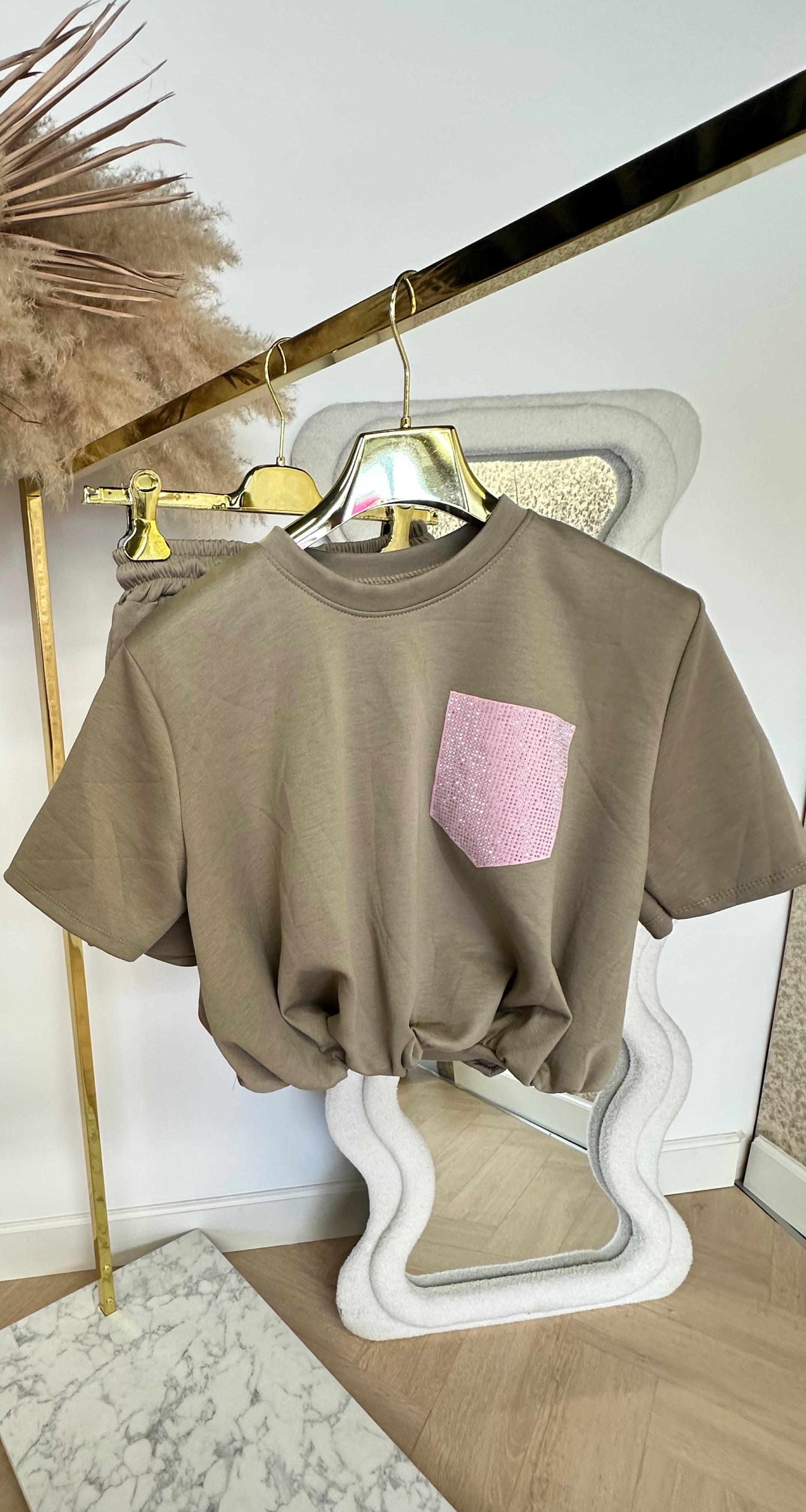 SELIN CROPPED POCKET SET TAUPE