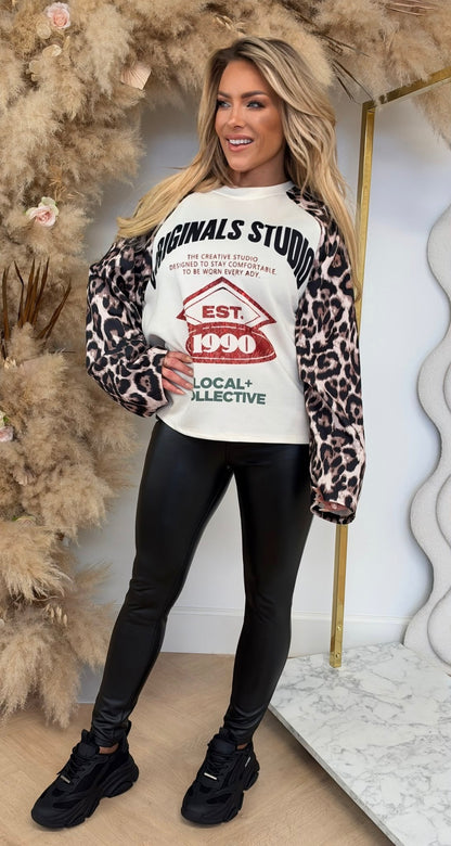 STUDIO PANTER SLEEVE TOP BLACK