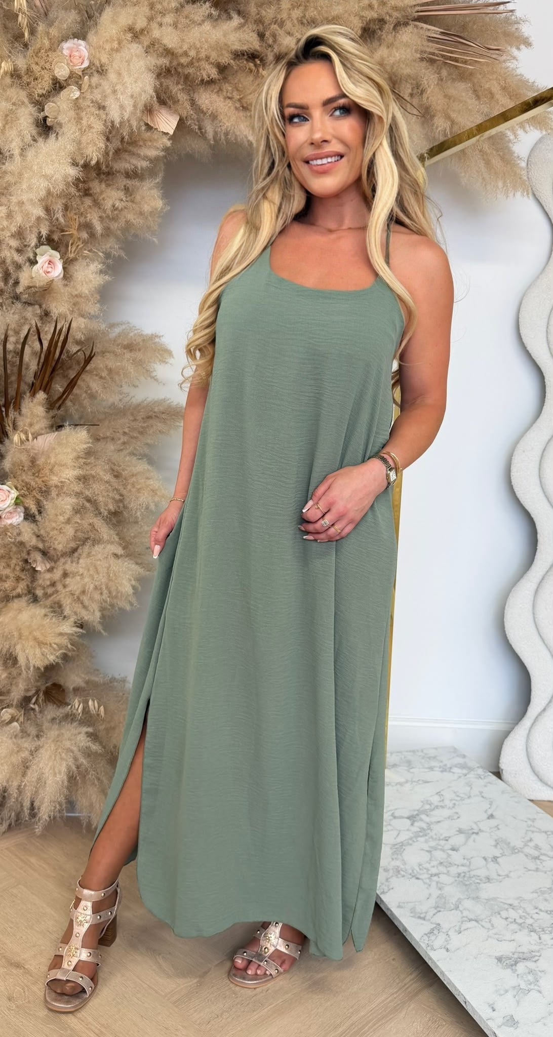DAZY BOHI MAXI DRESS OLIVE