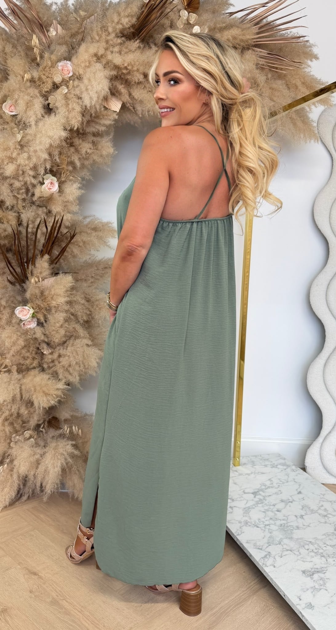DAZY BOHI MAXI DRESS OLIVE