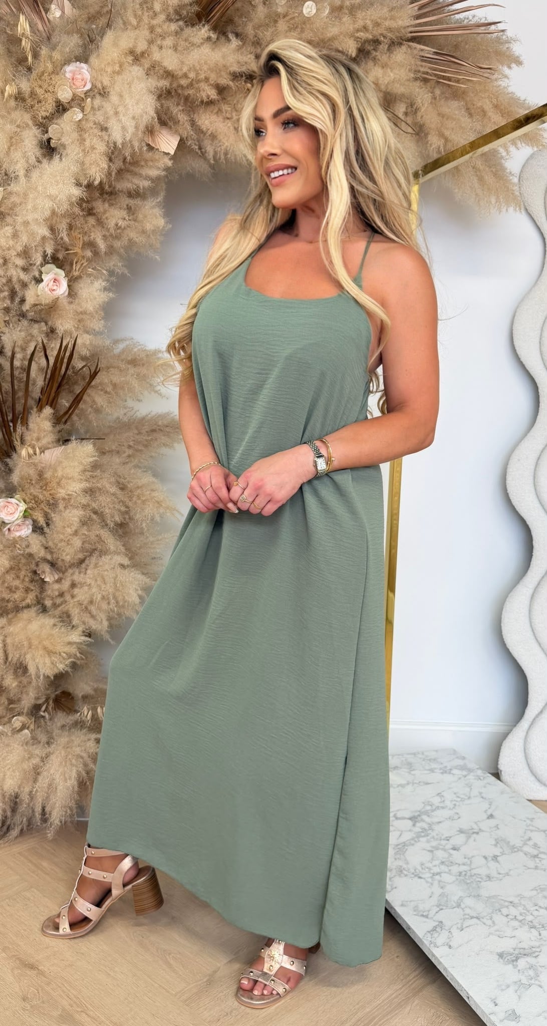 DAZY BOHI MAXI DRESS OLIVE