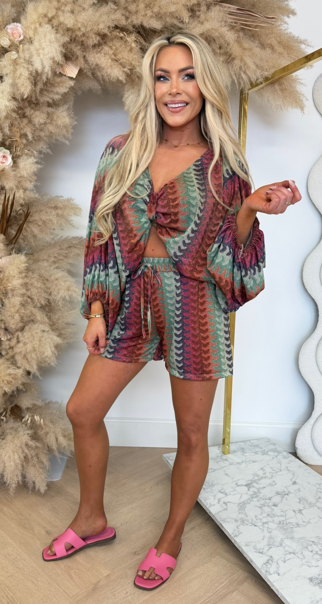 SHINY WAVE TWO PIECE SET GREEN/PURPLE