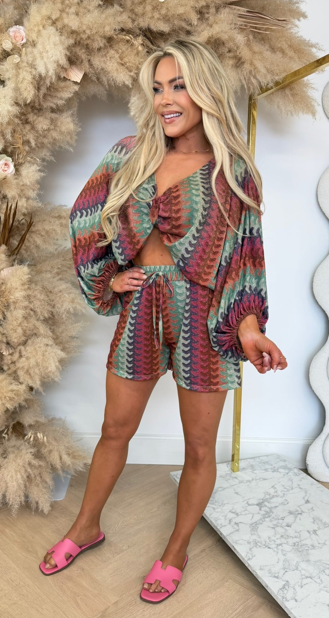 SHINY WAVE TWO PIECE SET GREEN/PURPLE