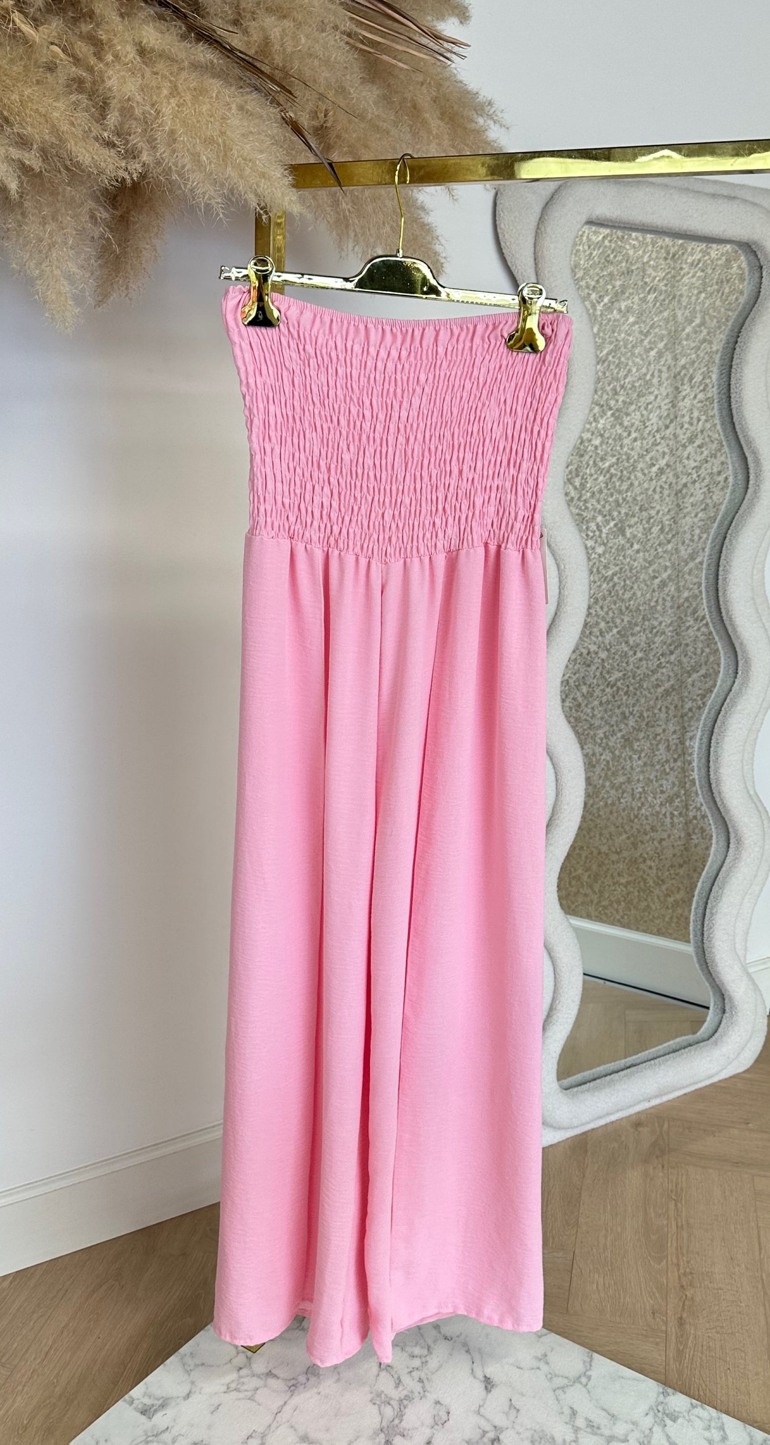STRAPLESS FOLDED JUMPSUIT PINK