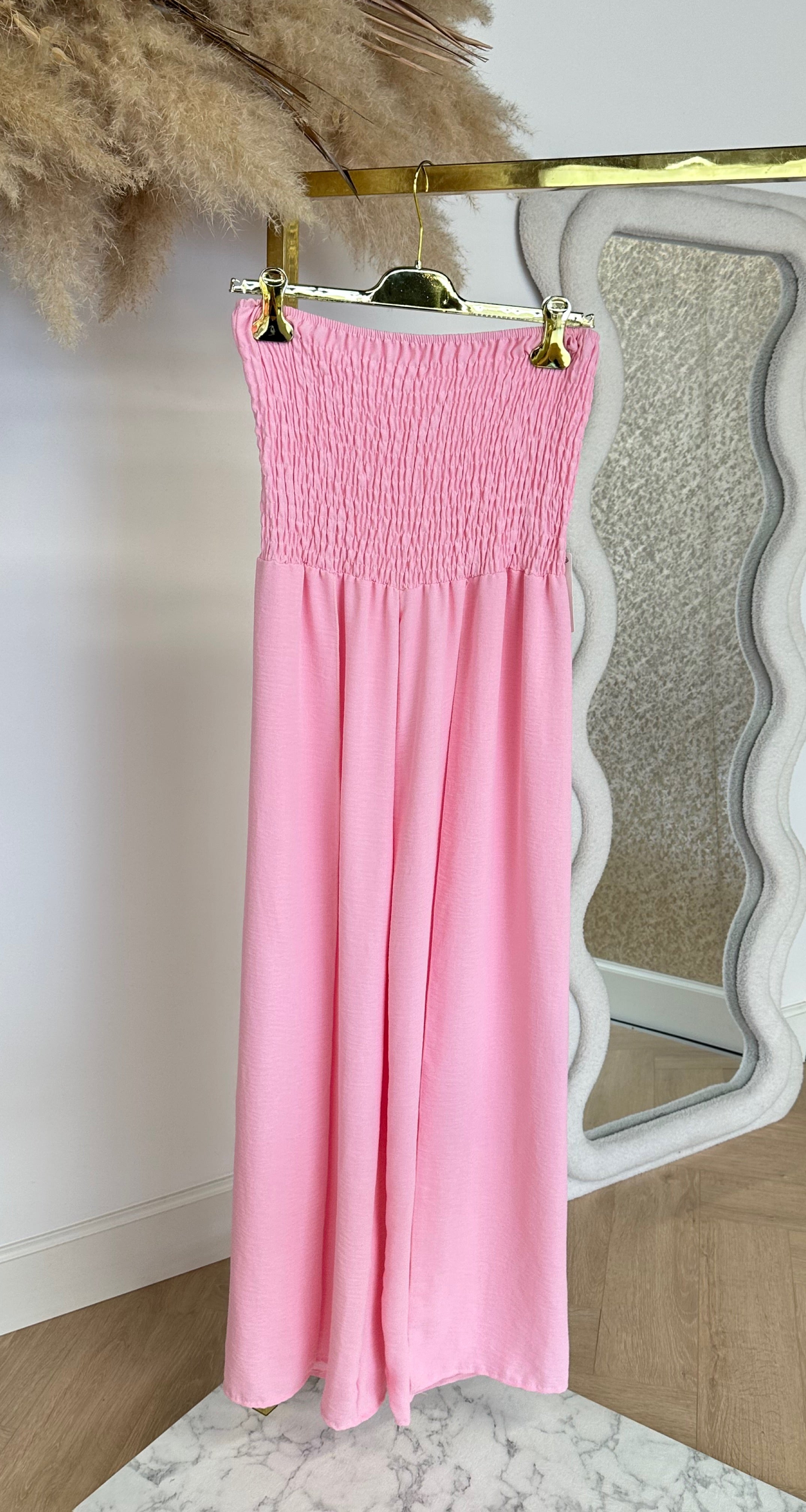 STRAPLESS FOLDED JUMPSUIT PINK