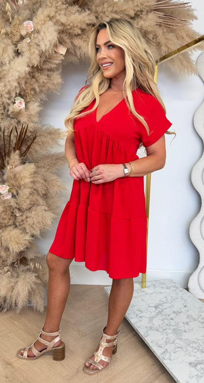 BOHO BASIC DRESS RED