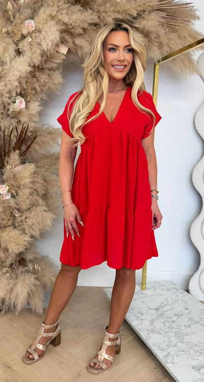 BOHO BASIC DRESS RED
