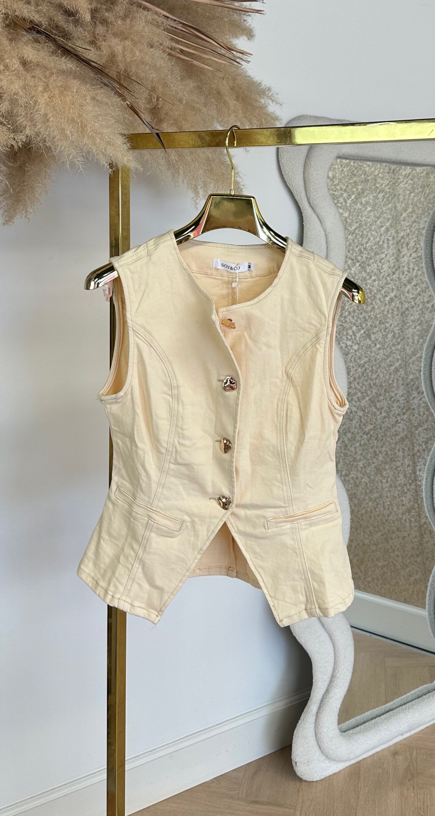 DENIM GILET 1111-1 BEIGE