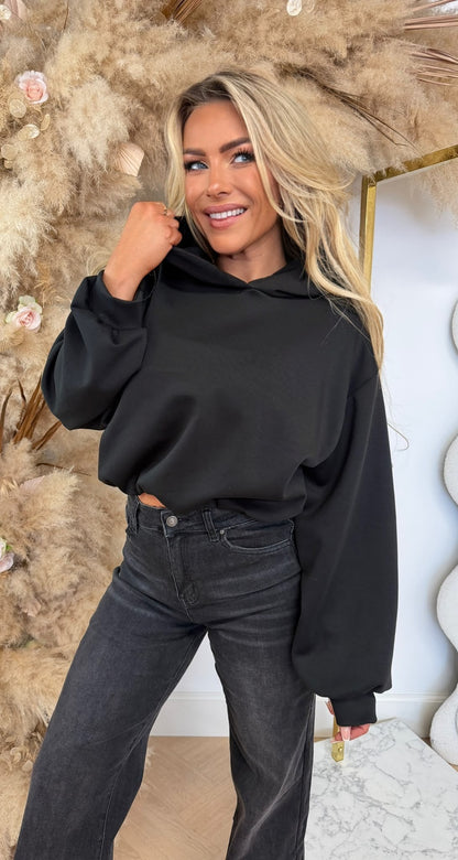 MIKA CROPPED HOODIE BLACK