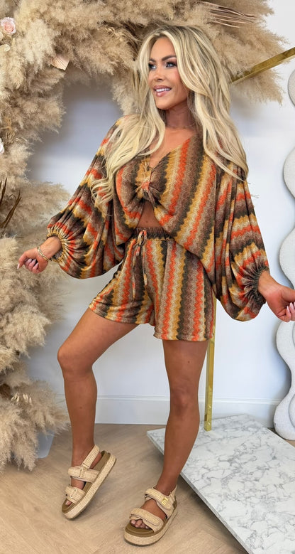 SHINY WAVE TWO PIECE SET YELLOW/ORANGE