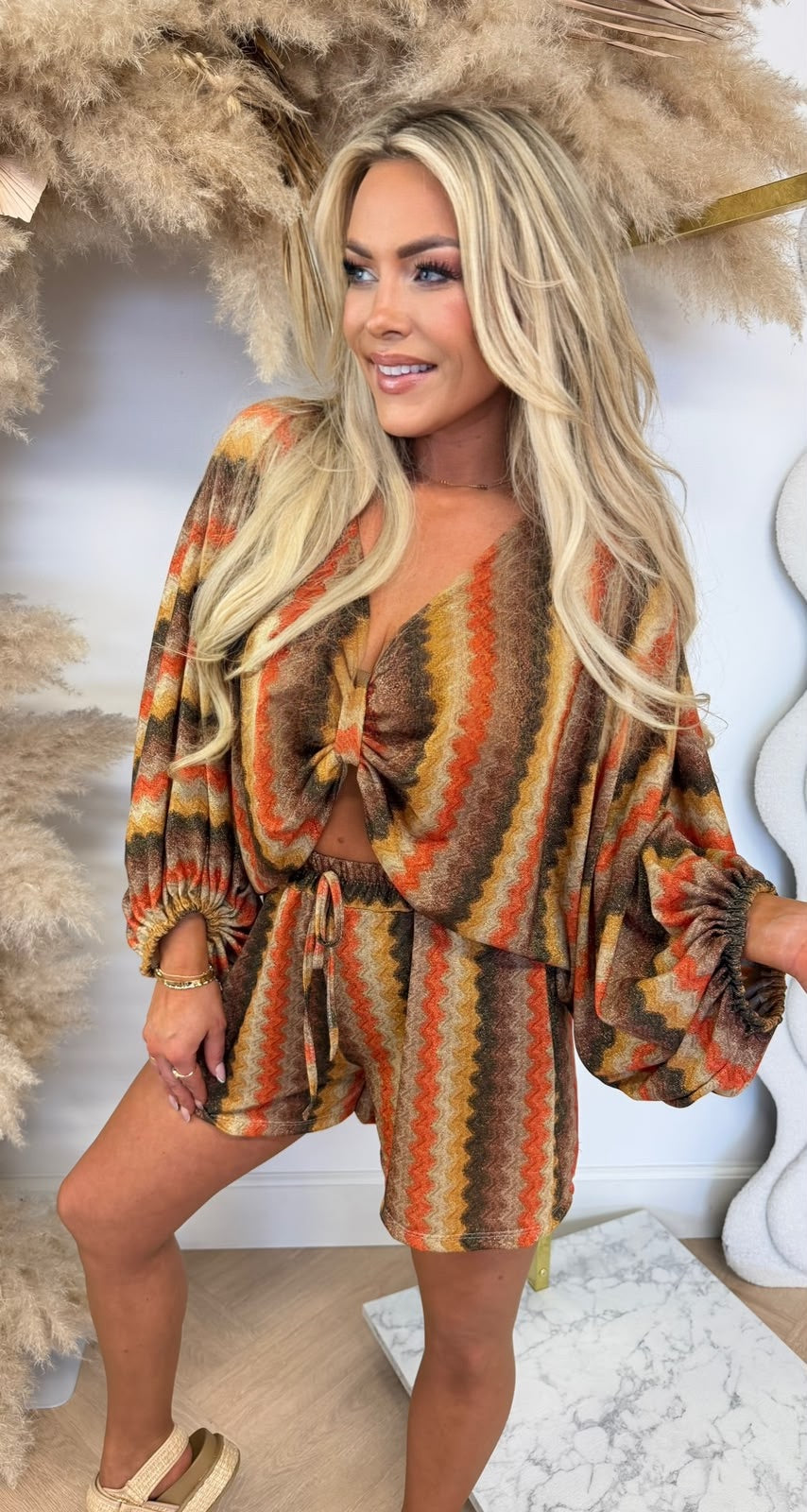 SHINY WAVE TWO PIECE SET YELLOW/ORANGE