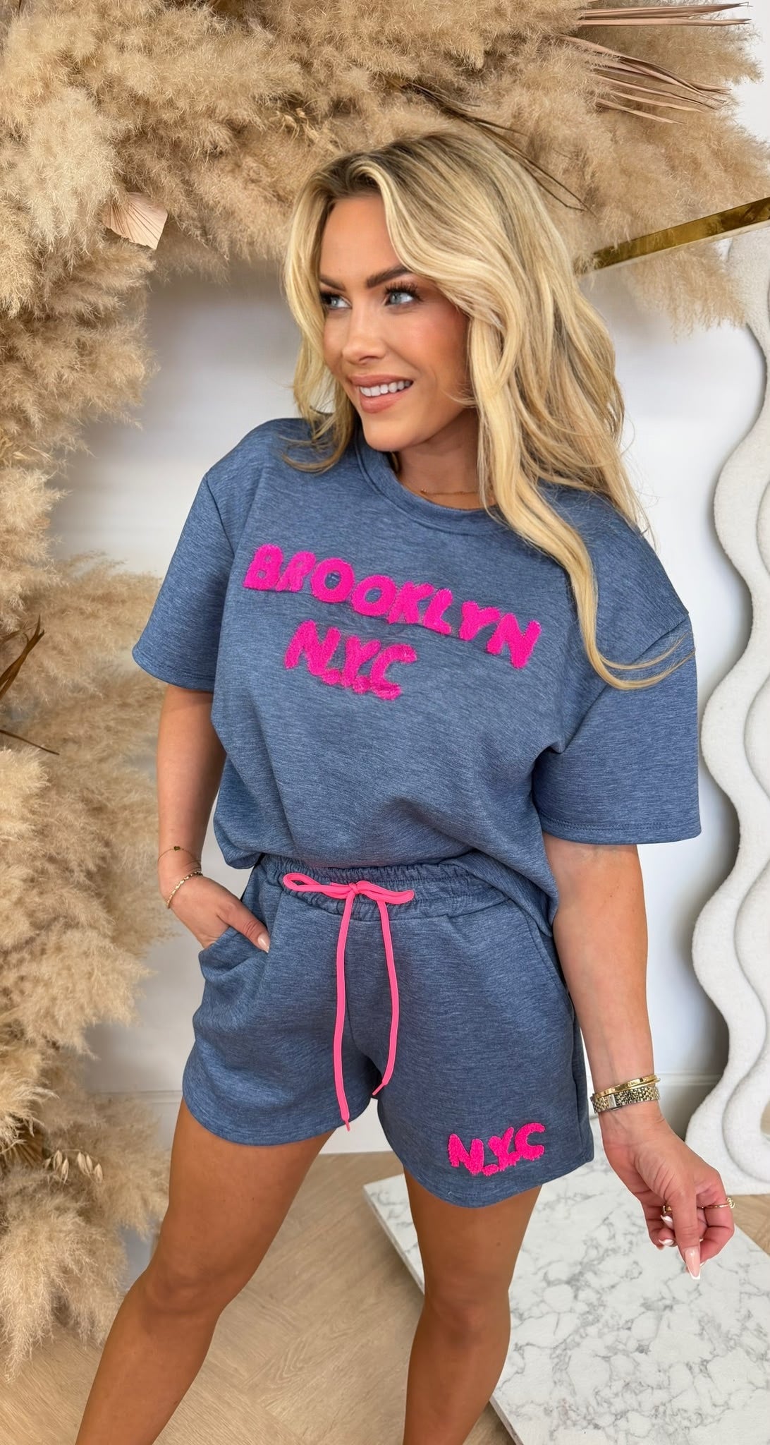 BROOKLYN NYC SET DENIM/PINK