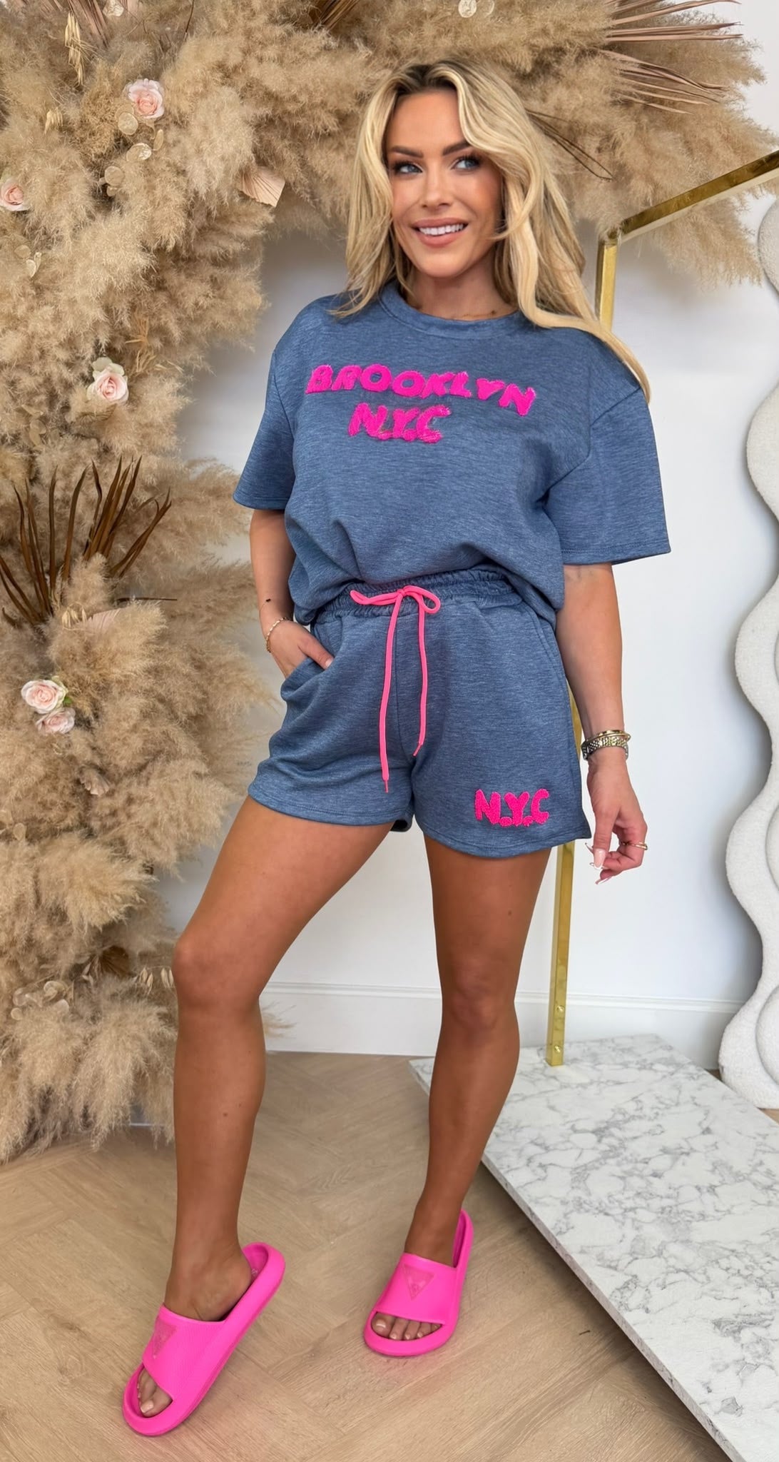 BROOKLYN NYC SET DENIM/PINK